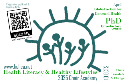 New PhD on Health Literacy & Healthy Life Styles – register today for the HeLiCA Chair Academy