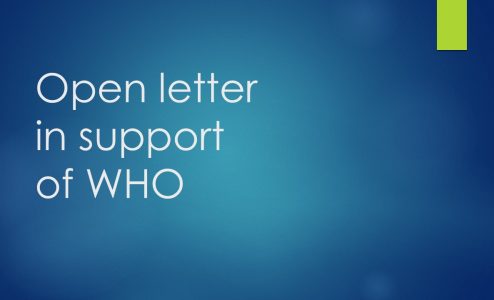 WHO Collaborating Centers back WHO in an open letter in The Lancet